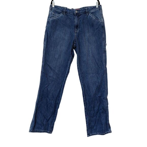 Dickies Womens Size 13/31 Blue Relaxed Fit High Rise Stretch Carpenter Pants - Picture 1 of 10